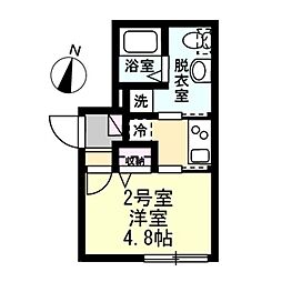 ベルツシーバ 1Kの間取図画像