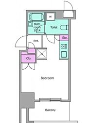 レジディア川崎 ワンルームの間取図画像