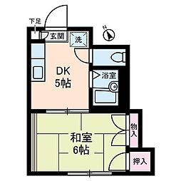 グレース・メゾン佃野 1DKの間取図画像