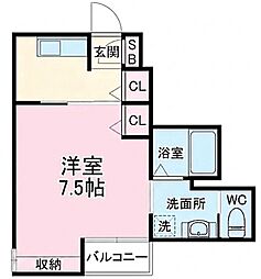 MaisondeAsahi 1Kの間取図画像