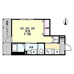 ベイルーム矢向リベルテ 1Kの間取図画像