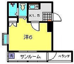 エスコートパレス 1Kの間取図画像