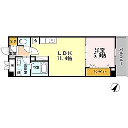 グリーンアベニュー5 1LDKの間取図画像
