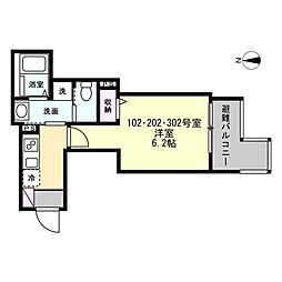 ベイルームソラーレ大師駅前 1Kの間取図画像