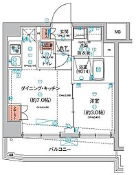 ハーモニーレジデンス東京羽田スカイブリッジ 1DKの間取図画像