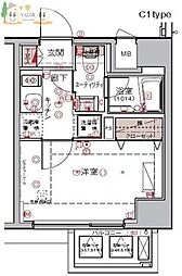 ハーモニーレジデンス大森ウエスト 1Kの間取図画像