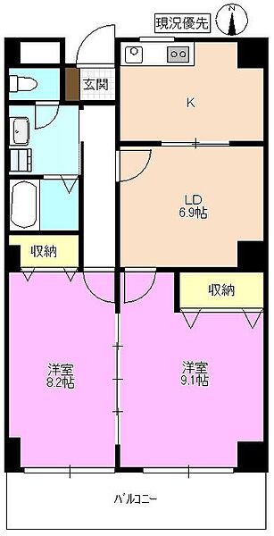 CS栗田ビル ｜長野県長野市大字栗田(賃貸マンション2LDK・3階・61.40㎡)の写真 その2