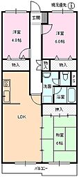 アパルトマン上松 2階3LDKの間取り