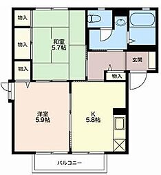 フレグランス一由B 2Kの間取図画像