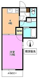 アプリコット三輪 1Kの間取図画像