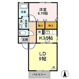グレース伊勢宮 1LDKの間取図画像
