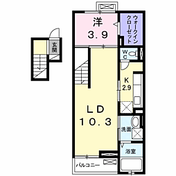 グラミスみわ 1LDKの間取図画像