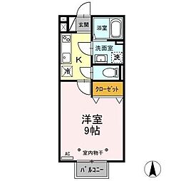 メゾン・ド・ボヌールA 1Kの間取図画像