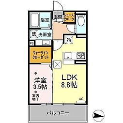 サンセール若里 1LDKの間取図画像