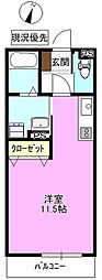 プランタン3 ワンルームの間取図画像