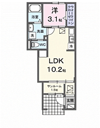 アマルコルド 1LDKの間取図画像