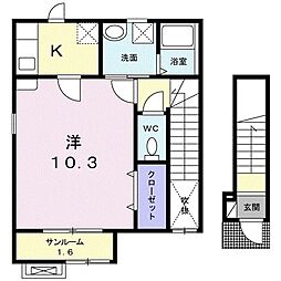 エコルポアイM 1Kの間取図画像