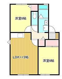 OMハイツC 2LDKの間取図画像
