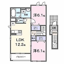 ソレアード大原 2LDKの間取図画像