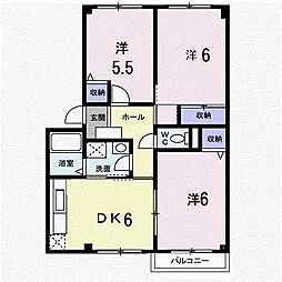 クローバーA 3DKの間取図画像