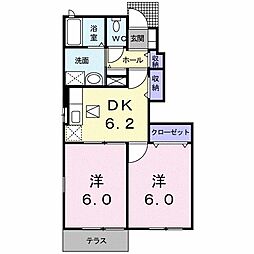 アグリティーノ2B 2DKの間取図画像