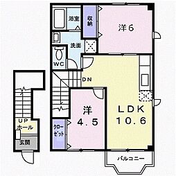 グレース後藤2 2LDKの間取図画像