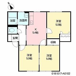 フォーレスアナイA 3Kの間取図画像