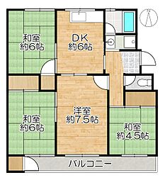 名谷4団地20号棟 4DKの間取図画像