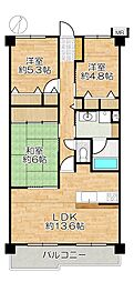 コープ野村高取台 3LDKの間取図画像