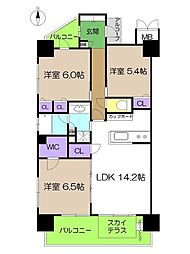 ロイヤルガーデン上町 3LDKの間取図画像