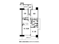 アルファステイツ高知駅前 3LDKの間取図画像