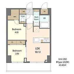 S-RESIDENCE浅草clarity 2LDKの間取図画像
