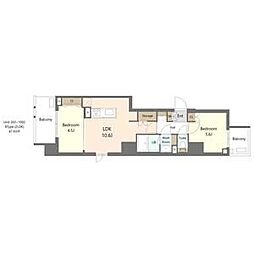 S-RESIDENCE浅草diverse 2LDKの間取図画像