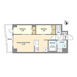 アルファコート曳舟2 2LDKの間取図画像