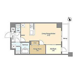 アルファコート曳舟2 1SLDKの間取図画像