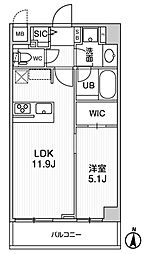 東京メトロ半蔵門線 押上駅 徒歩2分の賃貸マンション 6階1LDKの間取り