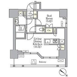 オルサス三ノ輪 1LDKの間取図画像