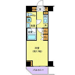 ジェノヴィア南千住6スカイガーデン 1Kの間取図画像