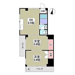山光ハイム 2DKの間取図画像