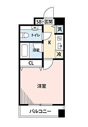 メゾン・ド・ヴィレ駒形 1Kの間取図画像