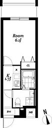 レジディア浅草吾妻橋 1Kの間取図画像