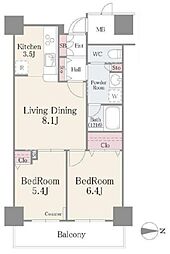 イーストコア曳舟一番館 2LDKの間取図画像