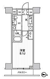 ジェノヴィア三ノ輪2スカイガーデン 1Kの間取図画像