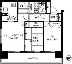パークキューブ浅草田原町 2LDKの間取図画像