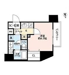 プレール・ドゥーク元浅草 1Kの間取図画像