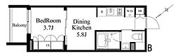ラティエラ上野入谷 1DKの間取図画像