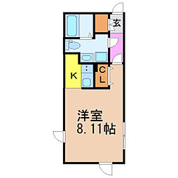 名古屋市営鶴舞線 御器所駅 徒歩3分の賃貸マンション 3階ワンルームの間取り