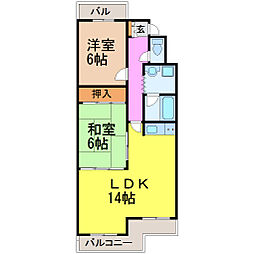 シャトー春山 2LDKの間取図画像