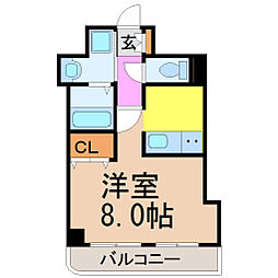 WILL鶴舞 1Kの間取図画像