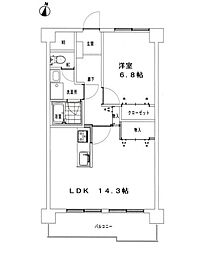 キャッスル・メイ植田 1LDKの間取図画像